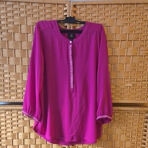 JM Collection Fuchsia Blouse with Button Detail